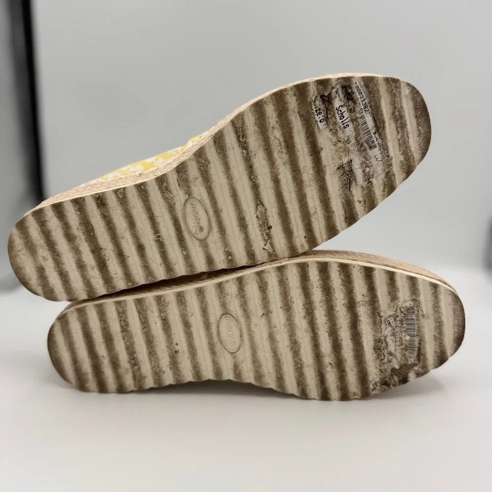 Dr. Scholls Sunray Espadrille Womens 8M Yellow Floral Slip On Platform comfort